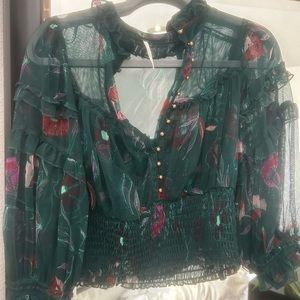 NWOT free people sheer floral top MEDIUM